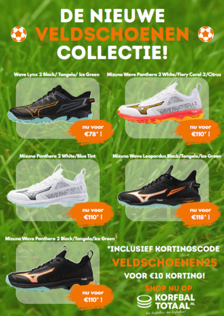 €10 korting bij een minimaal bestelbedrag van €50 op veldschoenen.