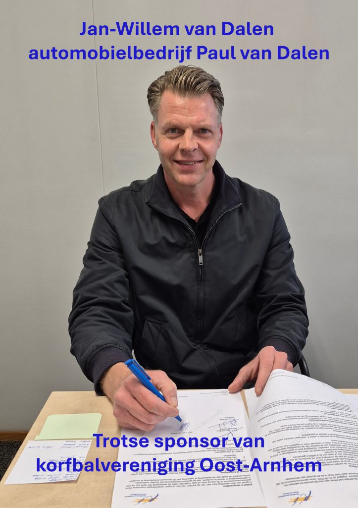Automobielbedrijf Paul van Dalen, nieuwe bordsponsor zaal.