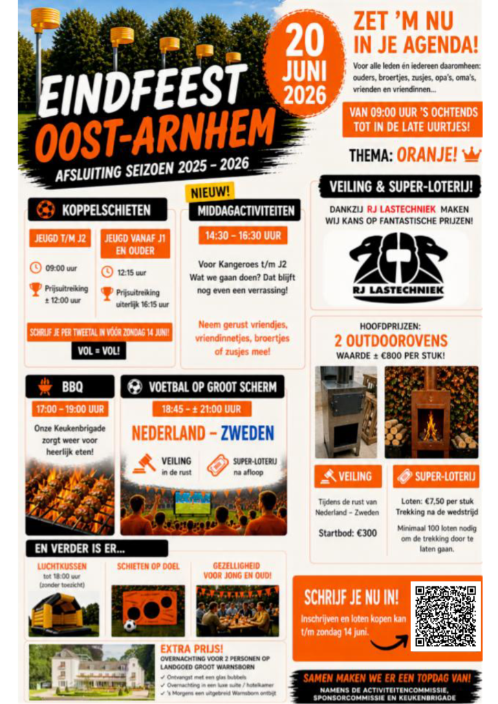 20 JUNI 2026 OA EINDFEEST - OA kleurt ORANJE!