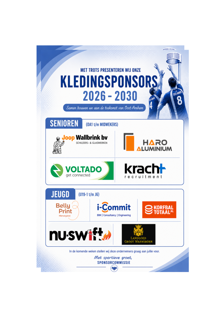 KLEDINGSPONSORS 2026 - 2030