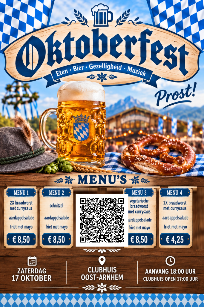 OA Oktoberfest zaterdag 17 oktober 2026. GEEF JE HIER OP!